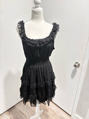 Journee Collection Black Lace Ruffle Mini Dress